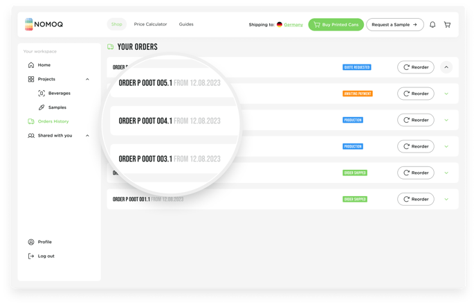2. Orders History